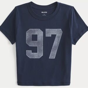 Hollister Baby Tee Graphic T Shirt Blue 97 Size Large